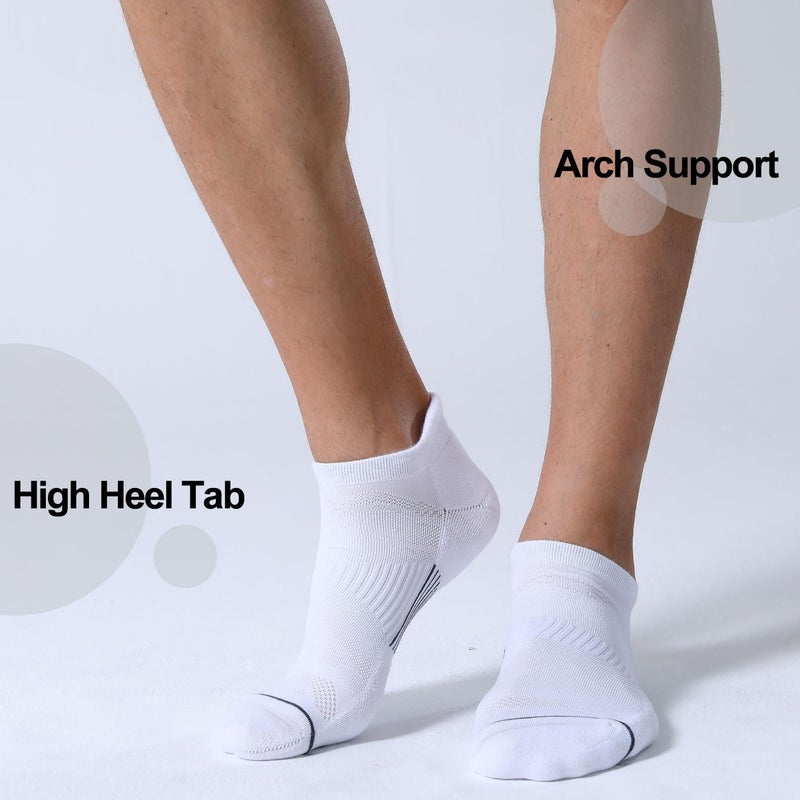 FITRELL 6 Pack Men's Ankle Running Socks Low Cut Cushioned Athletic Sports Socks, Shoe Size 9-12, White+Gray - Image 2